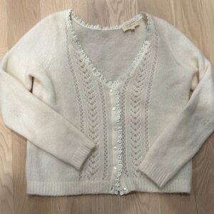 Cream vneck cardigan kid mohair sweater from Sezane